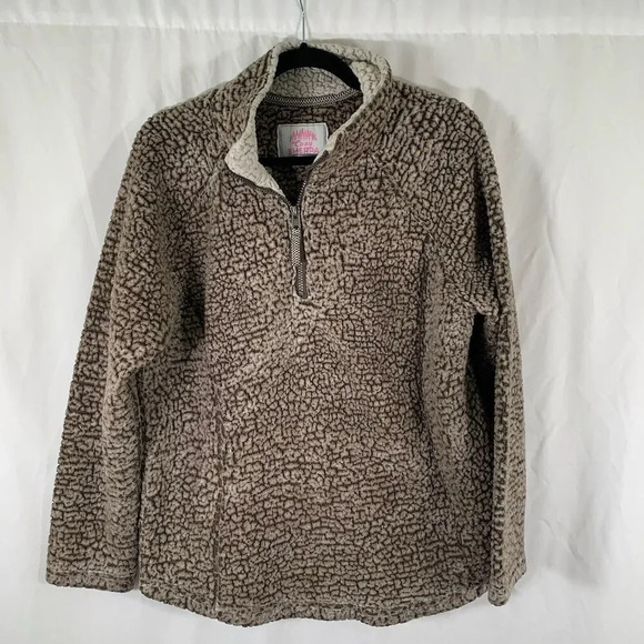 Cozy Sherpa Jackets Women's XXL Brown 1/4 Zip Cowl Neck Polyester Pullover - Picture 1 of 6